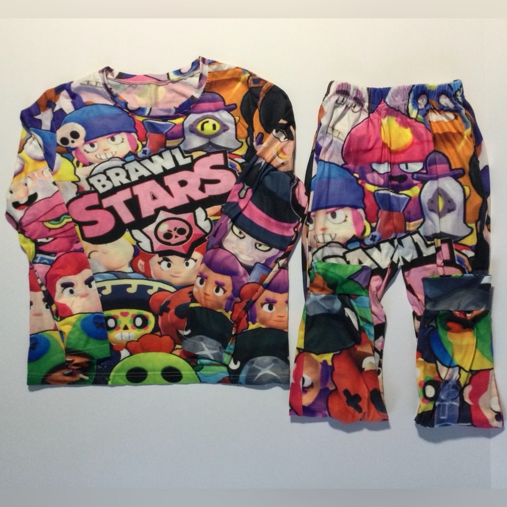 Brawl Stars Size 140 (US 10) Multicolor Character Kids Pajama Set -